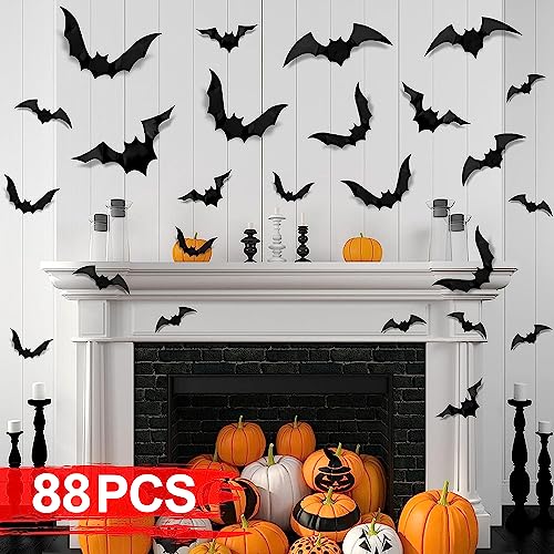 88 Pcs 3D Scary Bat Wall Decorations