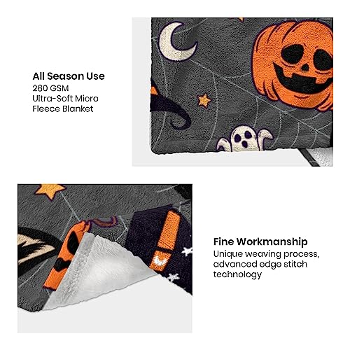 Cozy Pumpkin Fleece Throw Blanket for Halloween