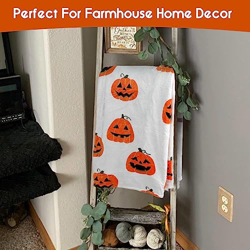 Orange Pumpkin Face Halloween Fleece Blanket 60"x50