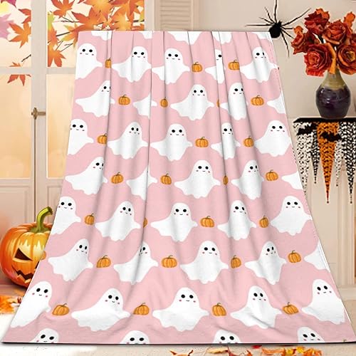 Cute Ghost Pumpkin Halloween Throw Blanket 40"x50