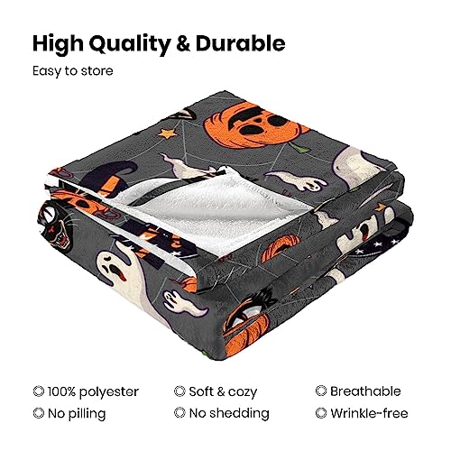 Cozy Pumpkin Fleece Throw Blanket for Halloween