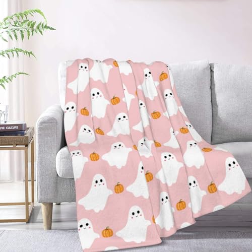 Cute Ghost Pumpkin Halloween Throw Blanket 40"x50