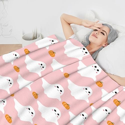 Cute Ghost Pumpkin Halloween Throw Blanket 40"x50