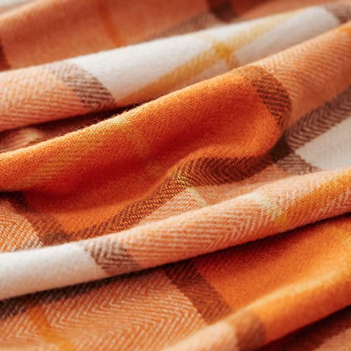 Cozy Orange Plaid Halloween Throw Blanket 50" x 60