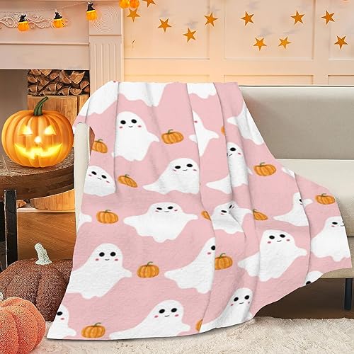 Cute Ghost Pumpkin Halloween Throw Blanket 40"x50