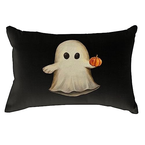 Spooky Ghost and Pumpkin Halloween Pillow Cover