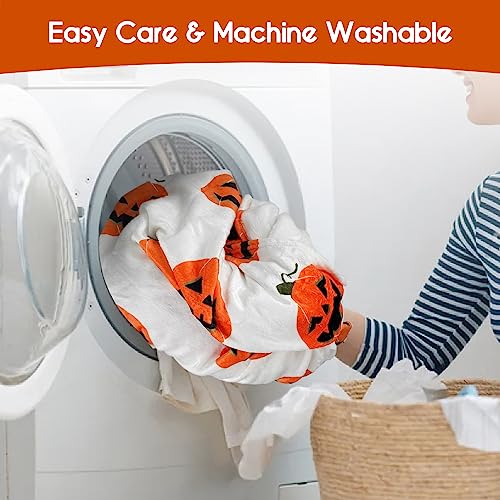 Orange Pumpkin Face Halloween Fleece Blanket 60"x50