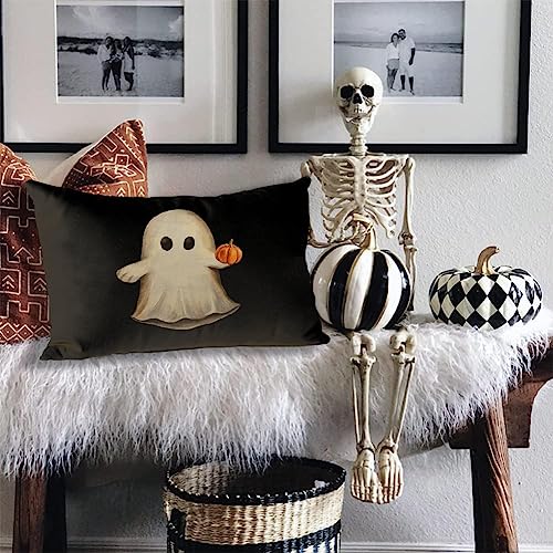 Spooky Ghost and Pumpkin Halloween Pillow Cover