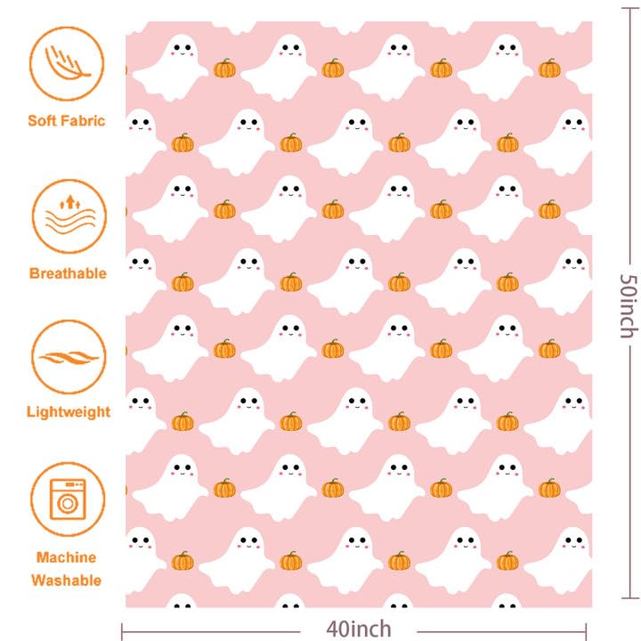 Cute Ghost Pumpkin Halloween Throw Blanket 40"x50