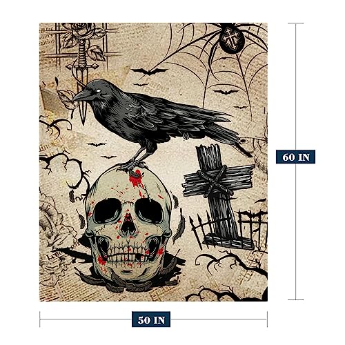 Vintage Skull Halloween Throw Blanket - Cozy Fleece