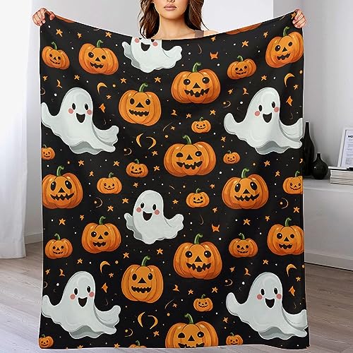 Halloween Flannel Fleece Blanket with Spooky Designs