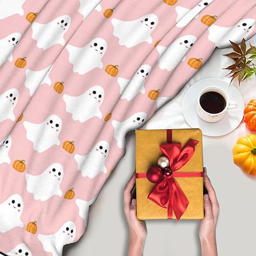 Cute Ghost Pumpkin Halloween Throw Blanket 40"x50