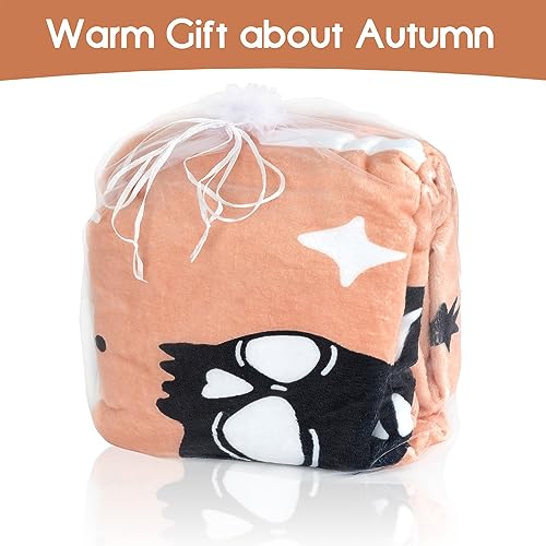 Kawaii Ghost Skeleton Halloween Throw Blanket 60"x50