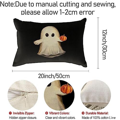 Spooky Ghost and Pumpkin Halloween Pillow Cover