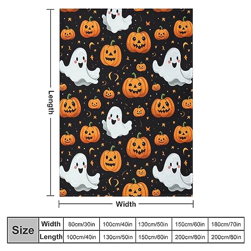 Halloween Flannel Fleece Blanket with Spooky Designs