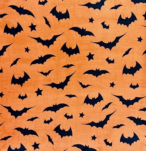 Halloween Velvet Fleece Blanket: Black Bats on Orange