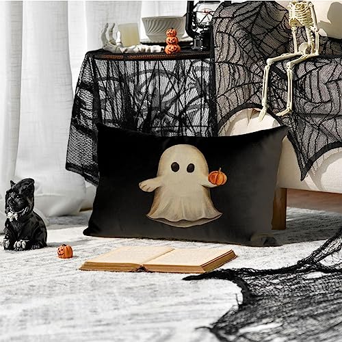 Spooky Ghost and Pumpkin Halloween Pillow Cover