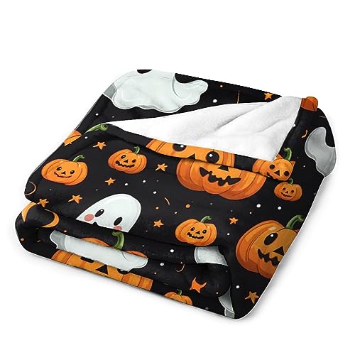 Halloween Flannel Fleece Blanket with Spooky Designs