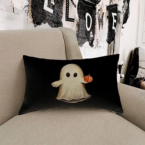 Spooky Ghost and Pumpkin Halloween Pillow Cover