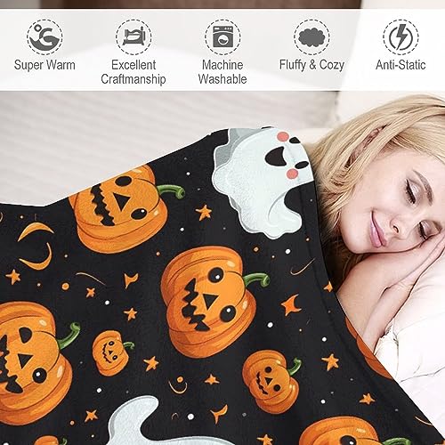 Halloween Flannel Fleece Blanket with Spooky Designs