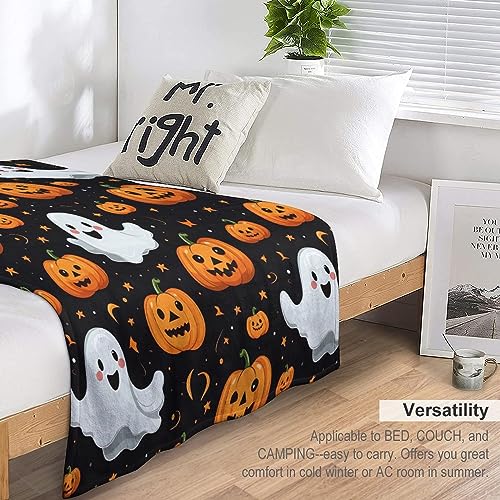 Halloween Flannel Fleece Blanket with Spooky Designs