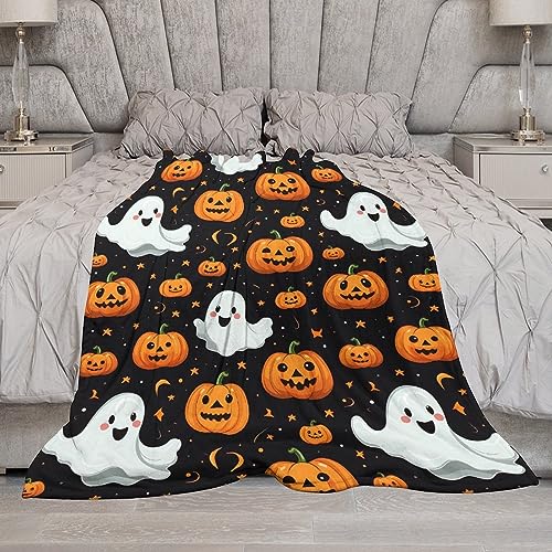 Halloween Flannel Fleece Blanket with Spooky Designs