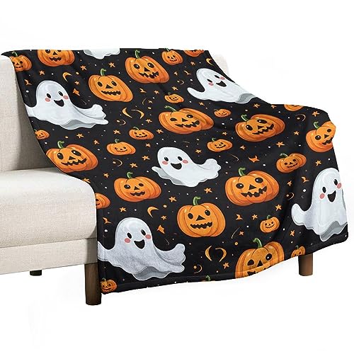 Halloween Flannel Fleece Blanket with Spooky Designs