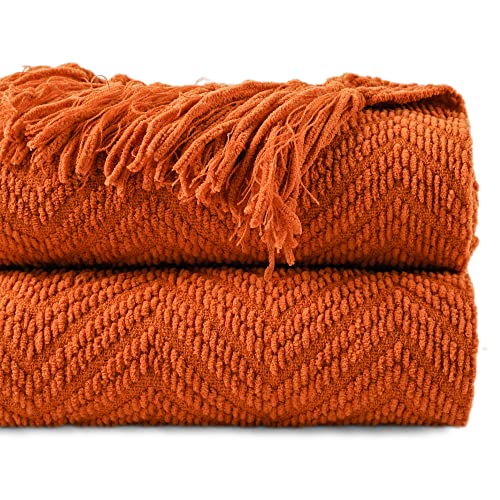 Burnt Orange Halloween Knit Throw Blanket 50"x60