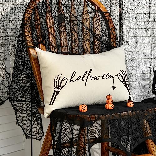 Skeleton Hand Spider Halloween Pillow Cover 12x20