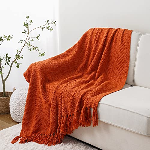 Burnt Orange Halloween Knit Throw Blanket 50"x60