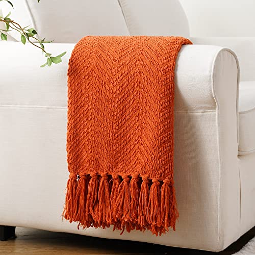 Burnt Orange Halloween Knit Throw Blanket 50"x60