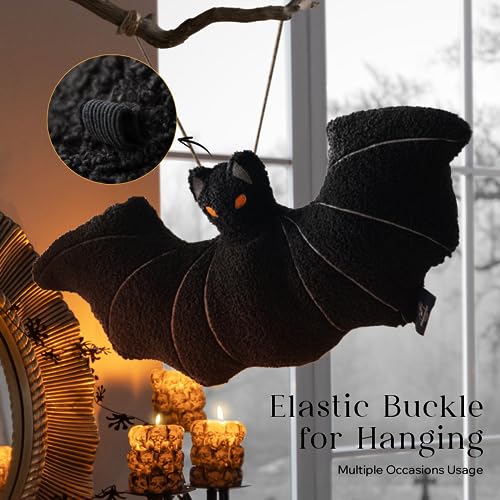 Bat Shaped Halloween Throw Pillow - Black 12x25.5