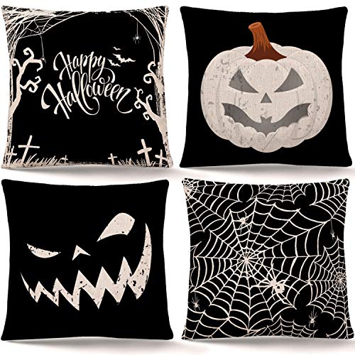 Happy Halloween Pumpkin Spider Web Pillow Covers