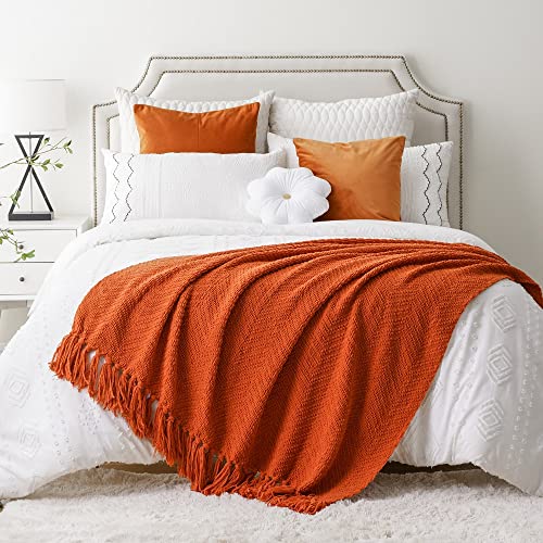 Burnt Orange Halloween Knit Throw Blanket 50"x60