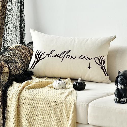 Skeleton Hand Spider Halloween Pillow Cover 12x20