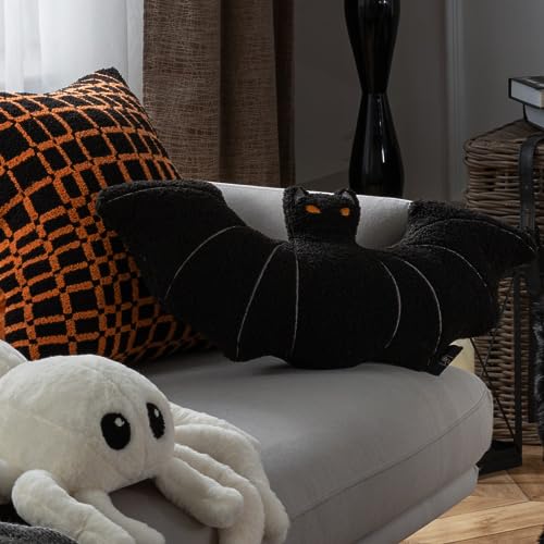 Bat Shaped Halloween Throw Pillow - Black 12x25.5