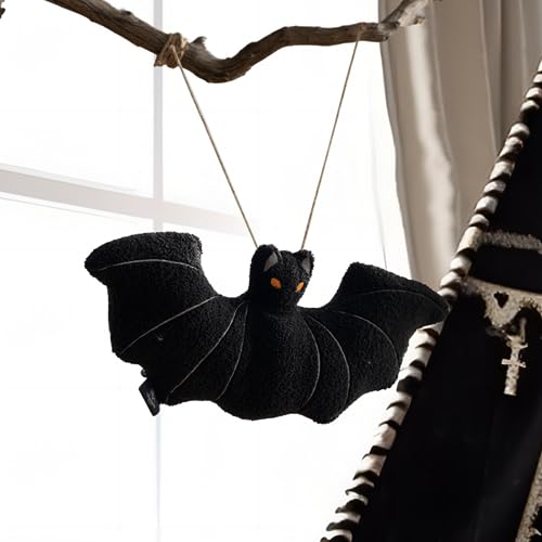 Bat Shaped Halloween Throw Pillow - Black 12x25.5