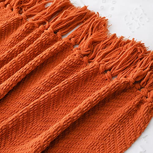 Burnt Orange Halloween Knit Throw Blanket 50"x60