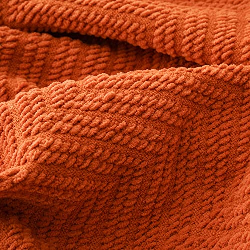 Burnt Orange Halloween Knit Throw Blanket 50"x60