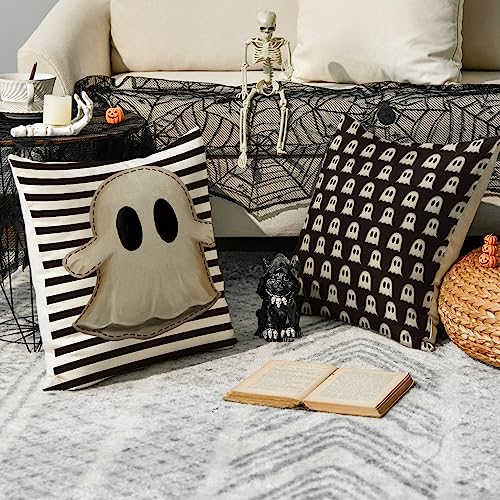 Hey Boo Cute Ghost Halloween Throw Pillow Covers