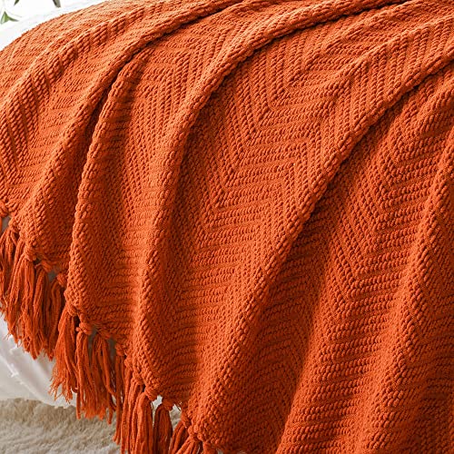 Burnt Orange Halloween Knit Throw Blanket 50"x60