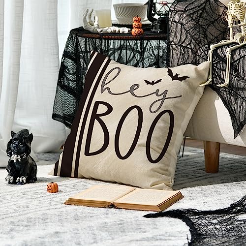 Hey Boo Cute Ghost Halloween Throw Pillow Covers