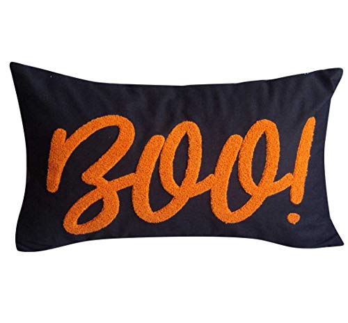 Boo Embroidered Halloween Decorative Pillow Cover