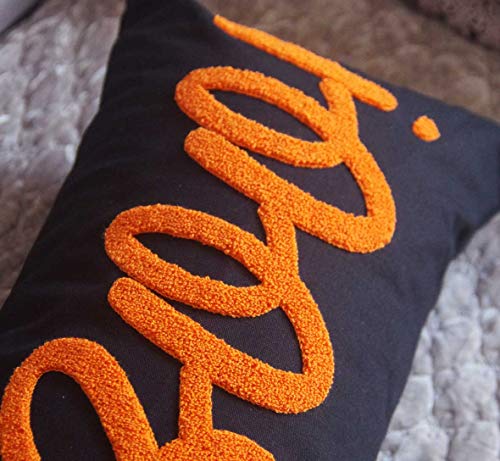 Boo Embroidered Halloween Decorative Pillow Cover