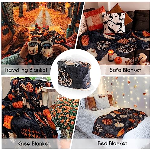 Halloween Pumpkin Fleece Blanket for Cozy Decor