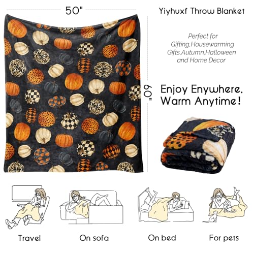 Halloween Pumpkin Fleece Blanket for Cozy Decor