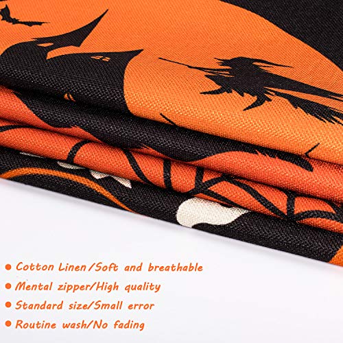 4 Halloween Pillow Covers - Orange & Black