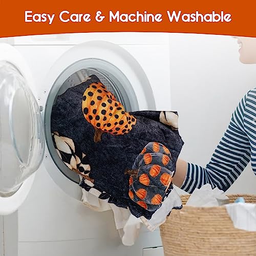 Halloween Pumpkin Fleece Blanket for Cozy Decor