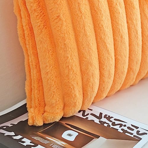 Halloween Orange Faux Fur Pillow Covers - Set of 2