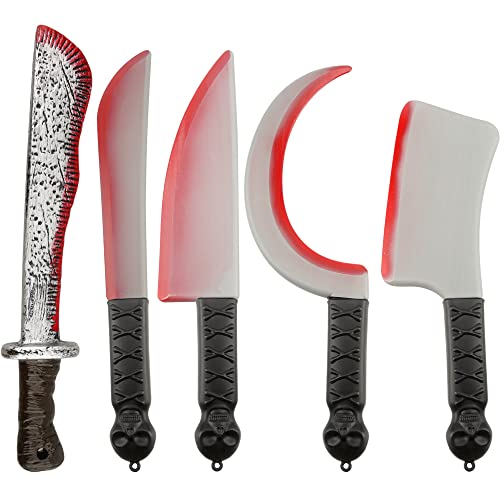 5 Pack Realistic Plastic Machete Props for Halloween